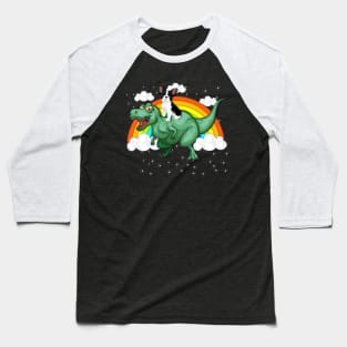 T Rex Dinosaur Riding French Bulldogs Baseball T-Shirt